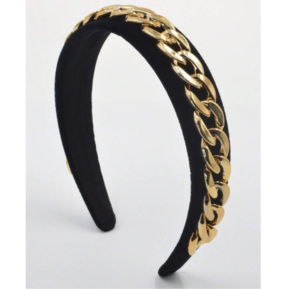 Gold Tone Chain Moto Biker Babe Headband